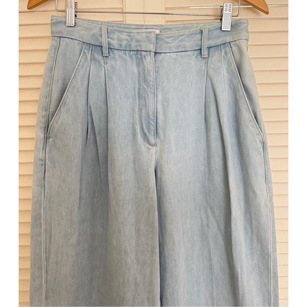 Babaton Artizia Blue Formula Wide Leg Jeans Size 8 Pleated Y2K Modern Minimal - Picture 4 of 9